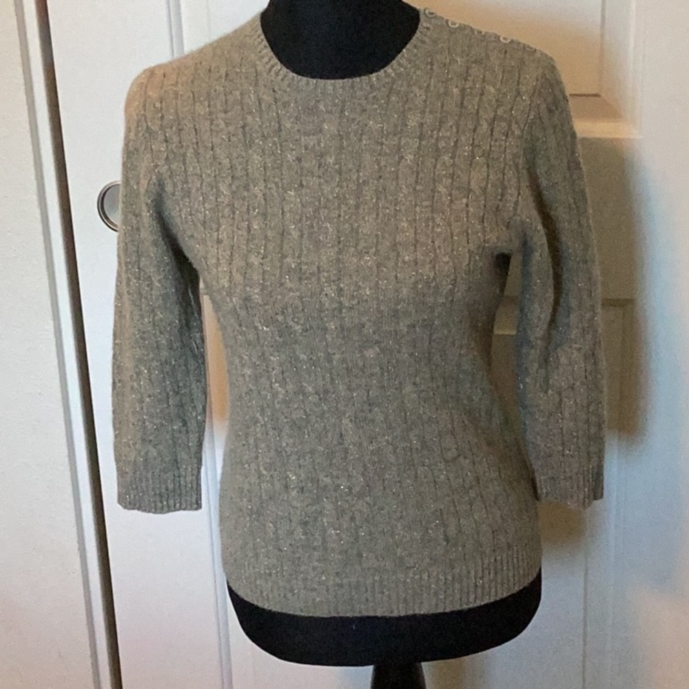 J. Crew Heather Gray Cashmere Knit Sweater M vintage